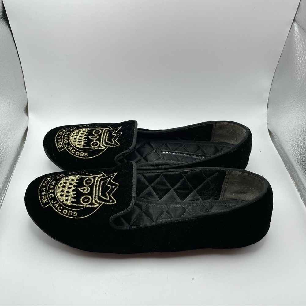 Marc by Marc Jacobs black velvet flats loafers size EU 38